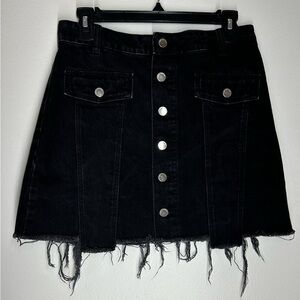 ZARA TRAFALUC BLACK‎ DENIM MINI SKIRT WITH BUTTONS SIZE M 100% COTTON